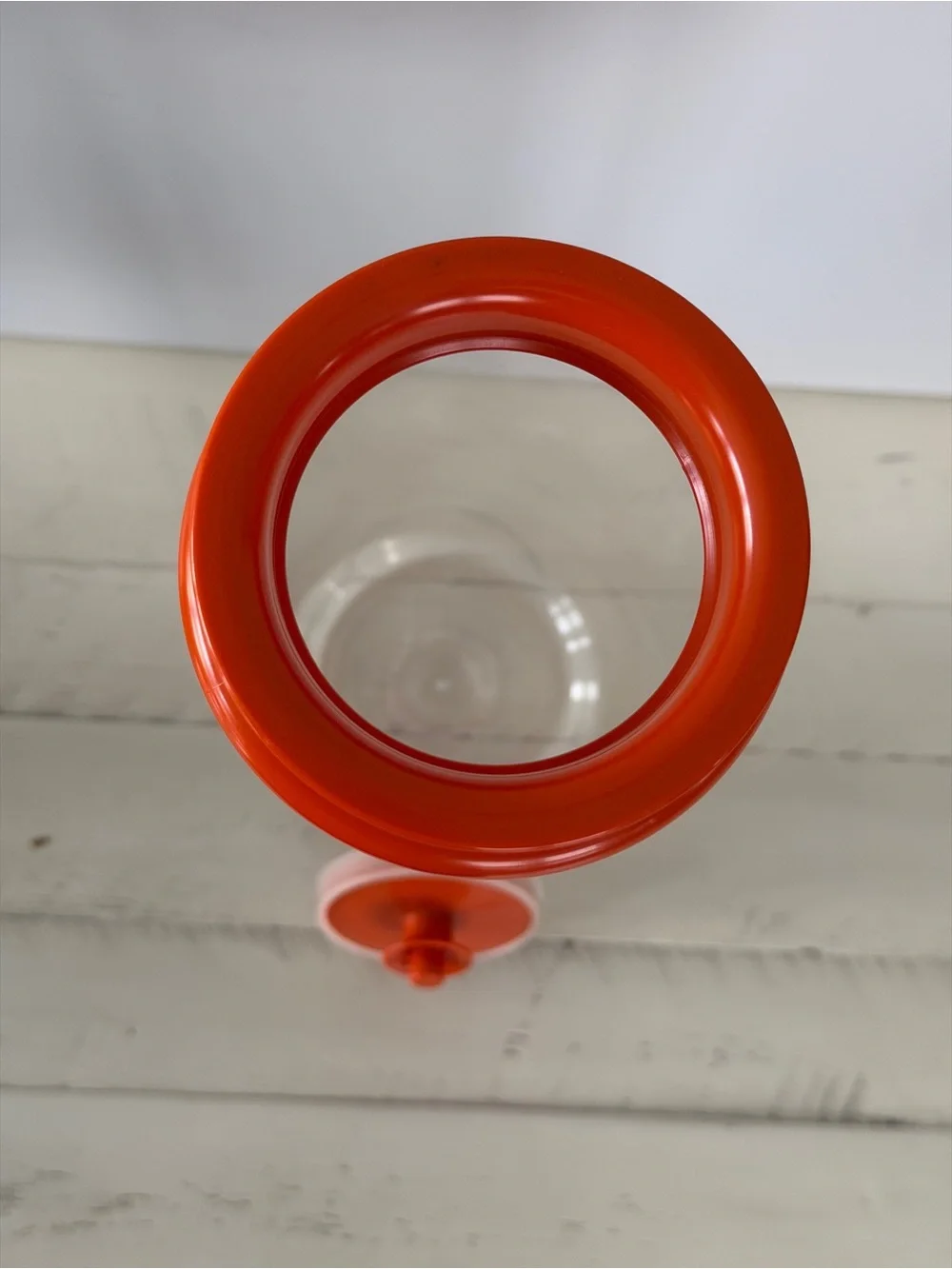 Vintage Tupperware[#1486-2] Clear Acrylic Push & Seal Canister|Harvest Orange|